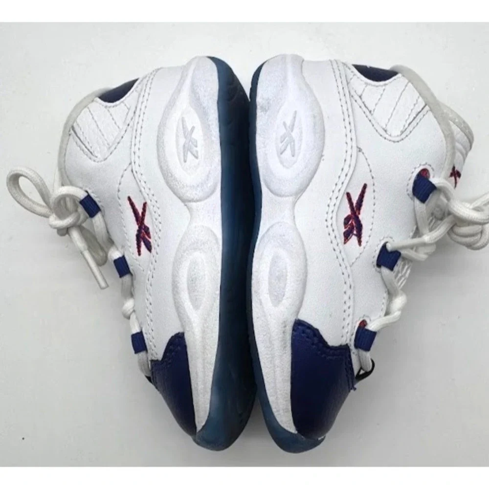 Reebok Question Mid Toddler Shoes White Blue GY8825 Infant Size 8 US Sneakers